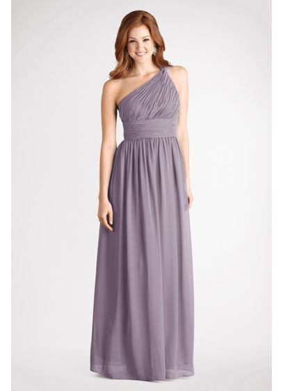 Long Grey Soft & Flowy Donna Morgan Bridesmaid Dress